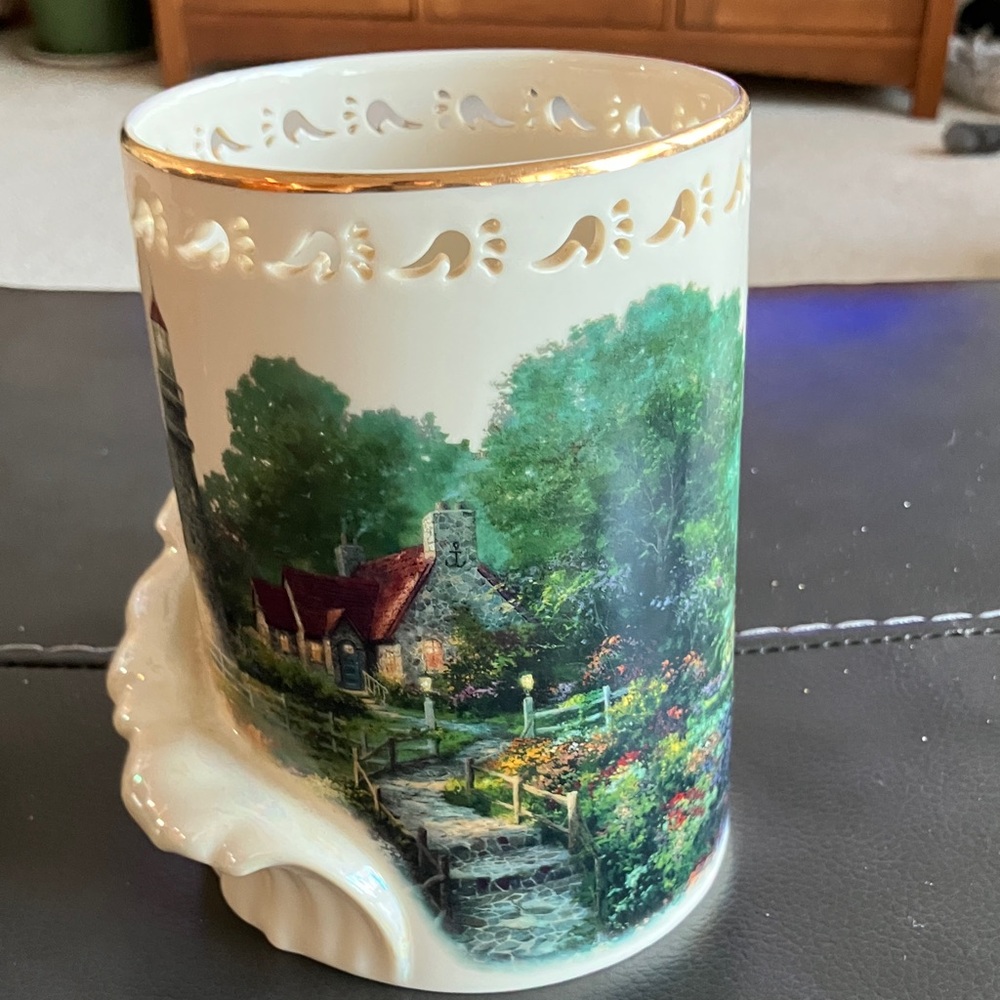 Lenox Candle Holder/ Votive  The Light Of Peace  Thomas Kinkade Fine Ivory China